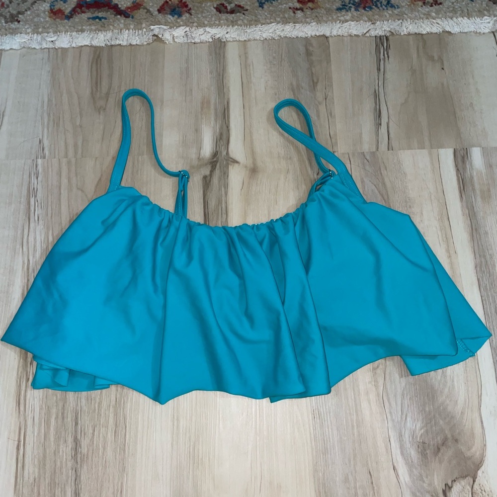 Cupshe Teal Ruffle Bikini Top